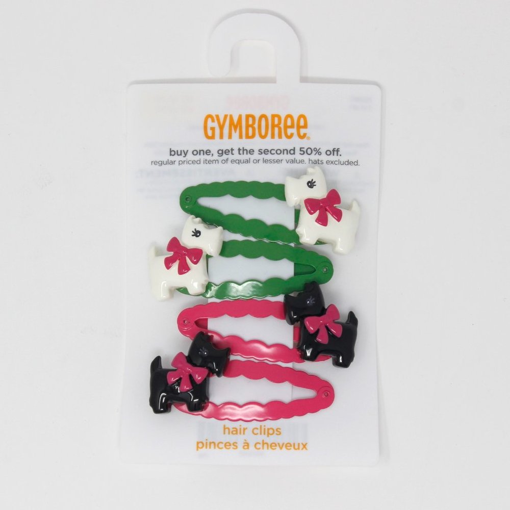 NWT Gymboree hair snap clips Cheery All the Way scottie dog 4pk barettes